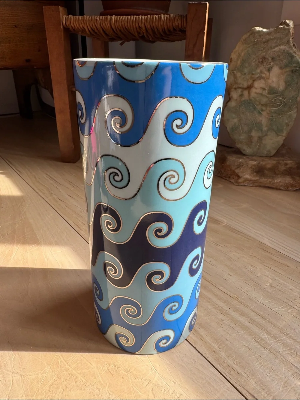 Jonathon Adler Carnaby Waves Vase Blue